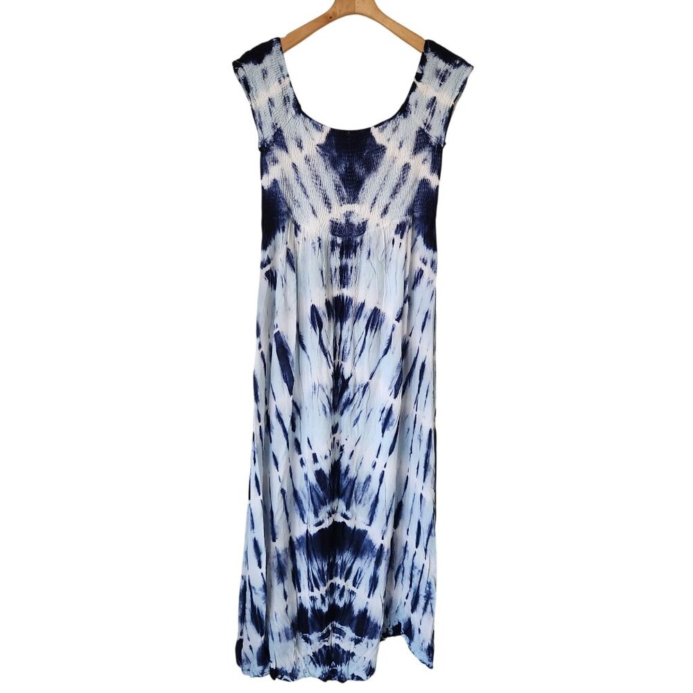 NEW Swimsuits For All Tie-Dye Sleeveless Maxi Cover Up Smocked Dress Beach Pool - Picture 2 of 10